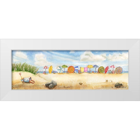 Building Sand Castles White Modern Wood Framed Art Print by Halm, Carol