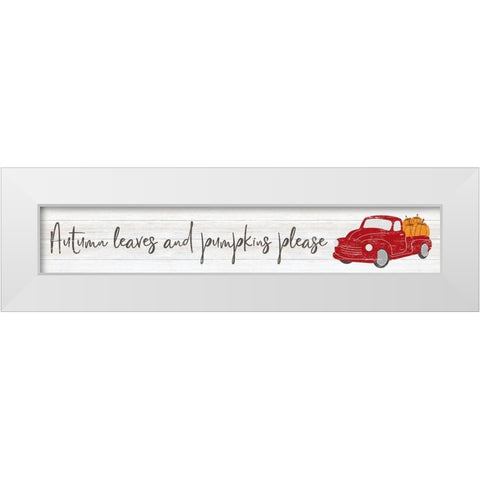 Pumpkins Please White Modern Wood Framed Art Print by CAD Designs