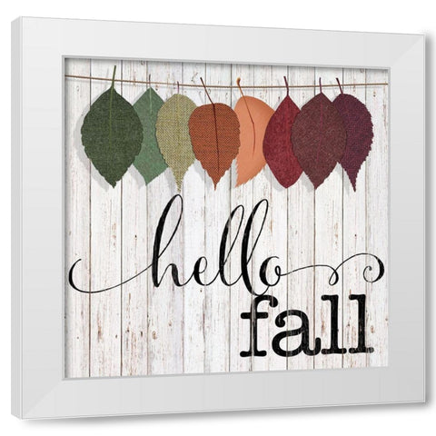 Hello Fall White Modern Wood Framed Art Print by CAD Designs