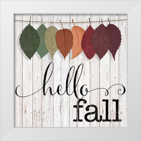 Hello Fall White Modern Wood Framed Art Print by CAD Designs