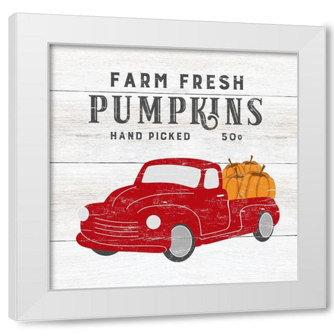 Farm Fresh Pumpkins White Modern Wood Framed Art Print by CAD Designs