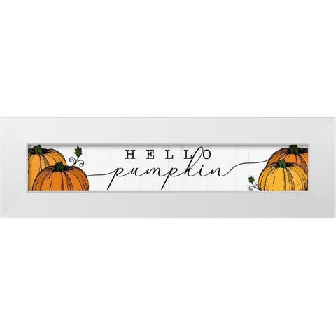 Hello Pumpkin White Modern Wood Framed Art Print by CAD Designs