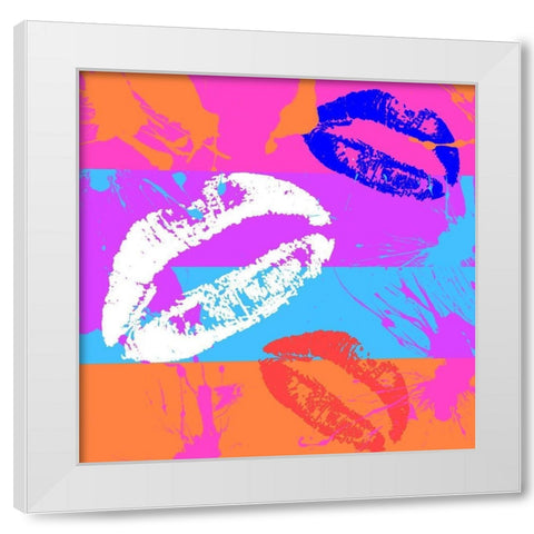 Kiss White Modern Wood Framed Art Print by Santiago, Daniela