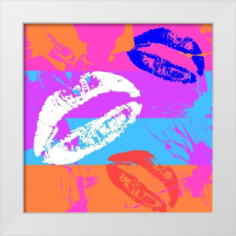 Kiss White Modern Wood Framed Art Print by Santiago, Daniela
