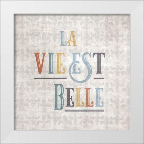 La Vie White Modern Wood Framed Art Print by CAD Designs