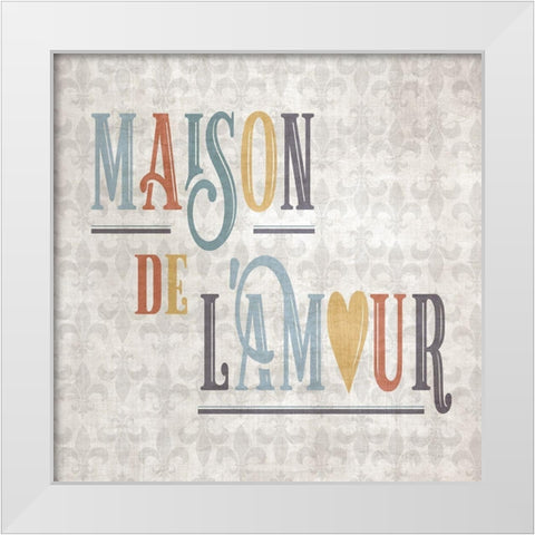 Maison White Modern Wood Framed Art Print by CAD Designs
