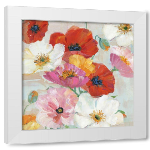 Confetti Flowers I White Modern Wood Framed Art Print by Swatland, Sally