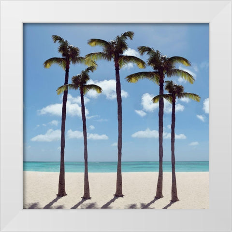 Island Palms White Modern Wood Framed Art Print by Carpentieri, Natalie