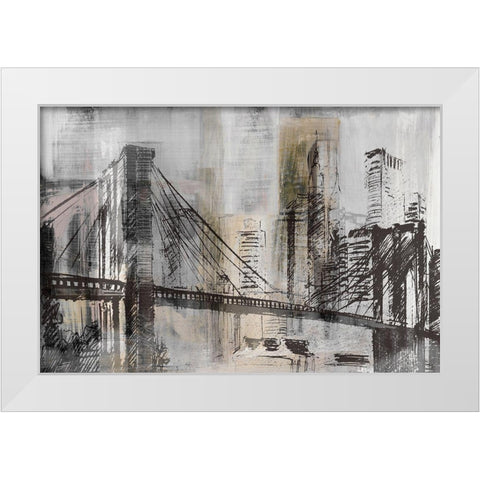 Brooklyn Bridge Twilight Detail White Modern Wood Framed Art Print by Jill, Susan