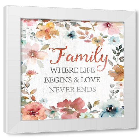 Family Life Begins White Modern Wood Framed Art Print by Robinson, Carol