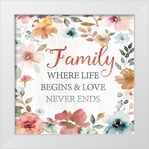 Family Life Begins White Modern Wood Framed Art Print by Robinson, Carol