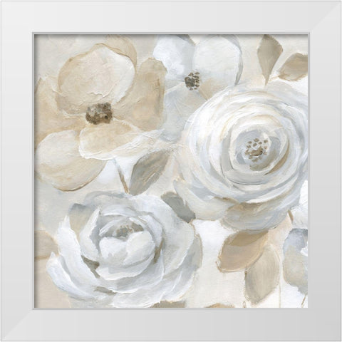 Soft Symphony White Modern Wood Framed Art Print by Nan