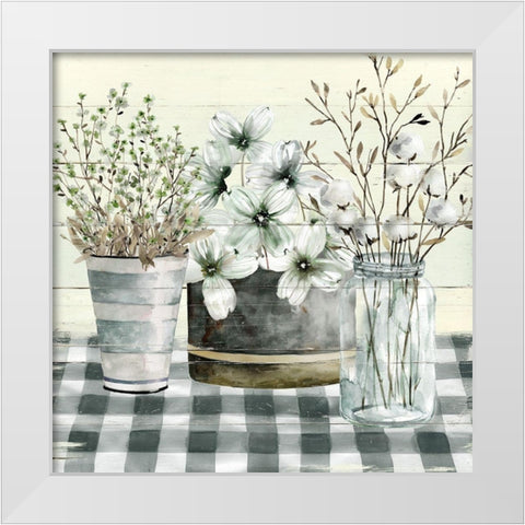 Spring Gingham II White Modern Wood Framed Art Print by Robinson, Carol