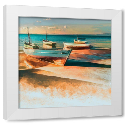 Shadow Boat I White Modern Wood Framed Art Print by Calascibetta, Mike