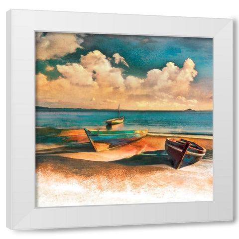 Shadow Boat II White Modern Wood Framed Art Print by Calascibetta, Mike