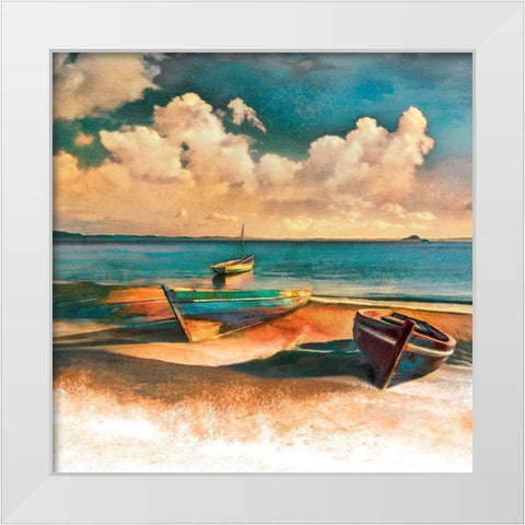 Shadow Boat II White Modern Wood Framed Art Print by Calascibetta, Mike