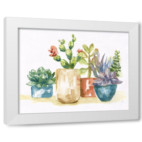 Summer Succulents I White Modern Wood Framed Art Print by Nan