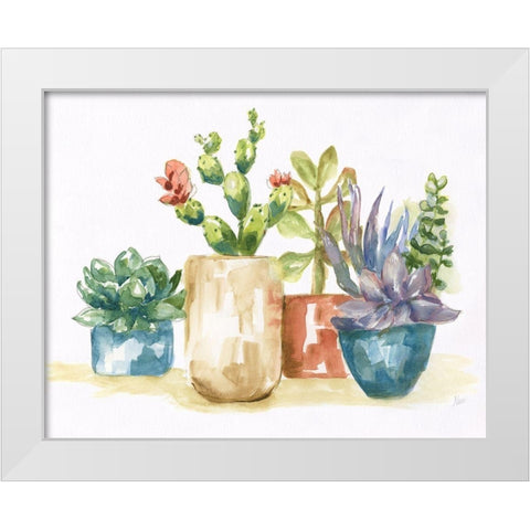 Summer Succulents I White Modern Wood Framed Art Print by Nan