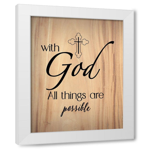 All Things Possible White Modern Wood Framed Art Print by CAD Designs