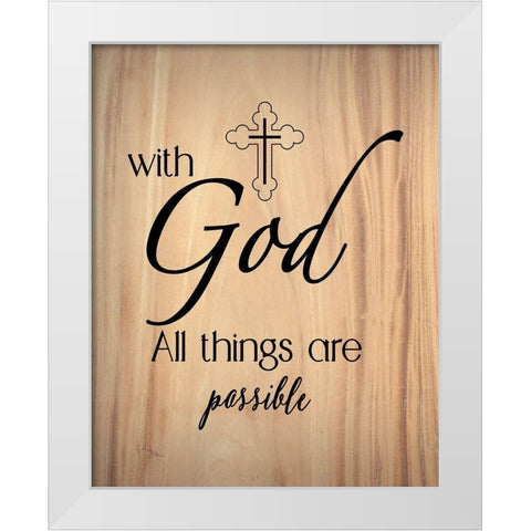 All Things Possible White Modern Wood Framed Art Print by CAD Designs