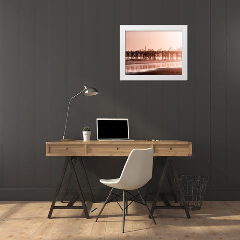 Pier at Sunset White Modern Wood Framed Art Print by Jones, Alison