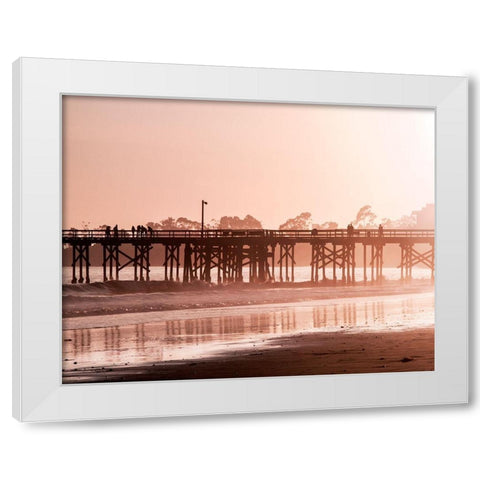 Pier at Sunset White Modern Wood Framed Art Print by Jones, Alison