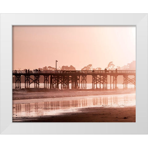 Pier at Sunset White Modern Wood Framed Art Print by Jones, Alison