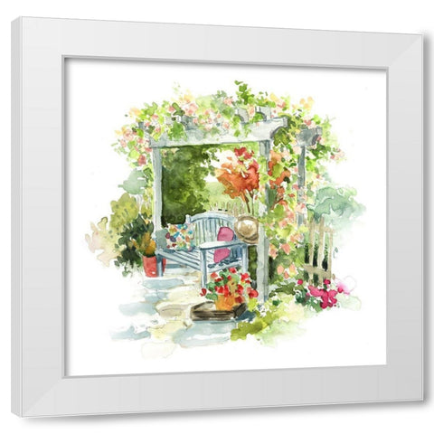 Garden Retreat White Modern Wood Framed Art Print by Robinson, Carol