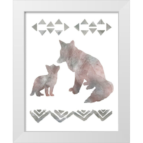 Little Lady Den Foxes White Modern Wood Framed Art Print by Robinson, Carol