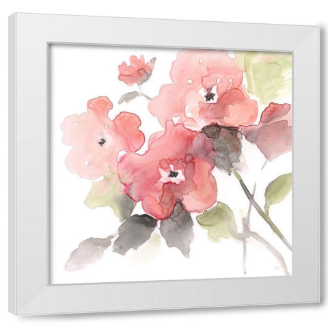 Coral Blush II White Modern Wood Framed Art Print by Nan