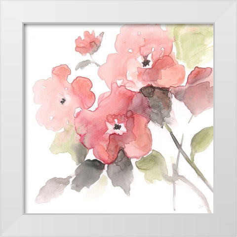 Coral Blush II White Modern Wood Framed Art Print by Nan