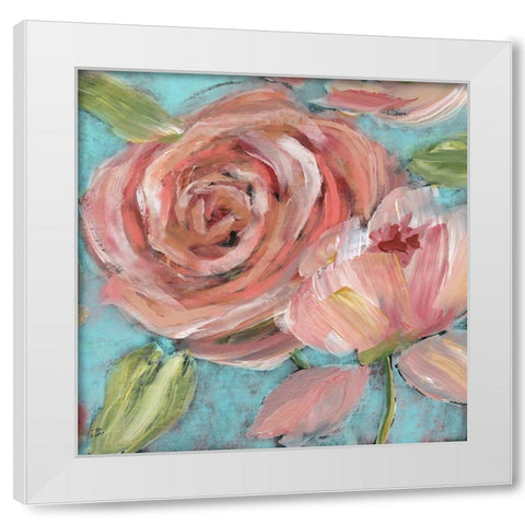 Blushing Coral Beauties White Modern Wood Framed Art Print by Nan