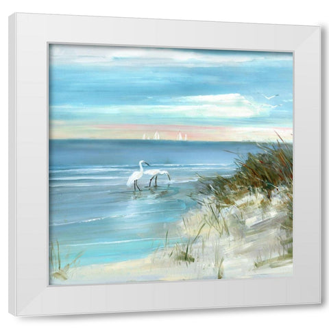 Shore Fishing White Modern Wood Framed Art Print by Swatland, Sally