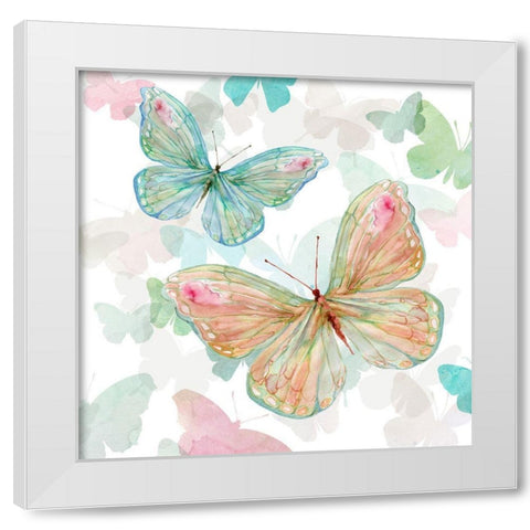 Asbury Garden Butterflies II White Modern Wood Framed Art Print by Robinson, Carol