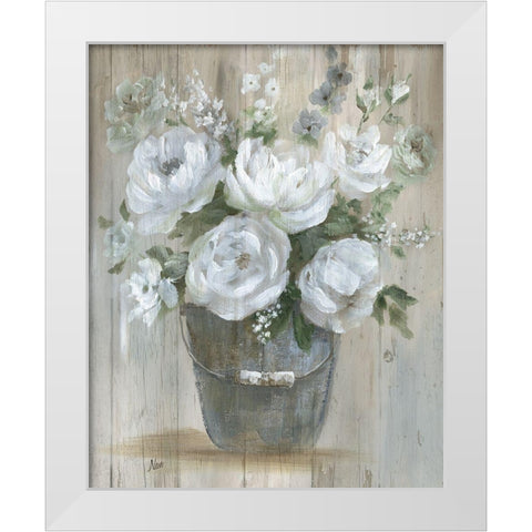 Wild Roses White Modern Wood Framed Art Print by Nan