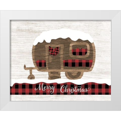 Christmas Camper White Modern Wood Framed Art Print by CAD Designs