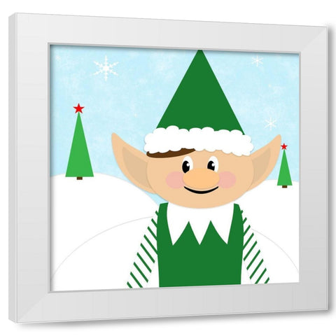 Christmas Elf White Modern Wood Framed Art Print by CAD Designs