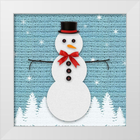 Wool Snowman White Modern Wood Framed Art Print by Santiago, Daniela