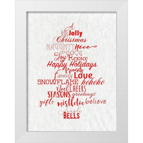 Christmas Type Trees White Modern Wood Framed Art Print by Santiago, Daniela