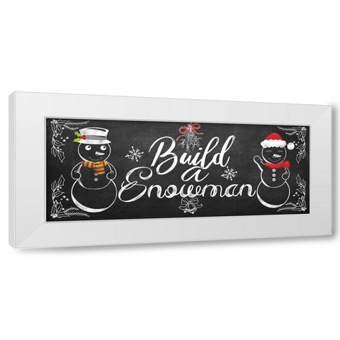 Build a Snowman White Modern Wood Framed Art Print by Santiago, Daniela