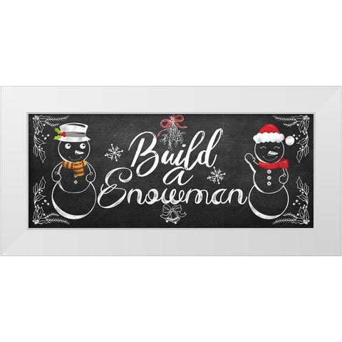 Build a Snowman White Modern Wood Framed Art Print by Santiago, Daniela