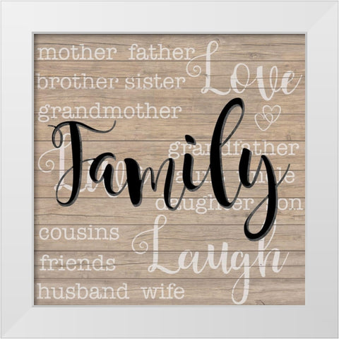 Family White Modern Wood Framed Art Print by Santiago, Daniela