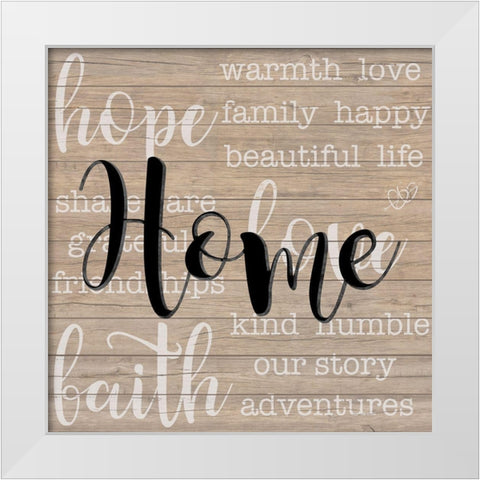 Home White Modern Wood Framed Art Print by Santiago, Daniela