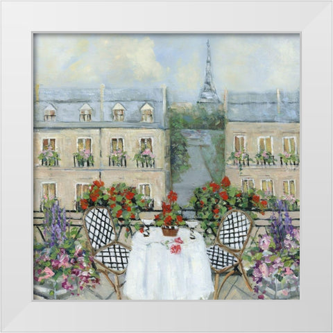 Paris Veranda White Modern Wood Framed Art Print by Swatland, Sally