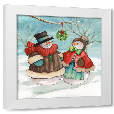 Mistletoe Couple White Modern Wood Framed Art Print by Robinson, Carol