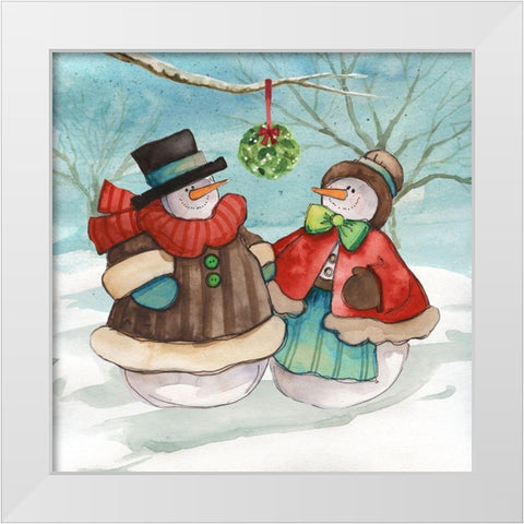Mistletoe Couple White Modern Wood Framed Art Print by Robinson, Carol
