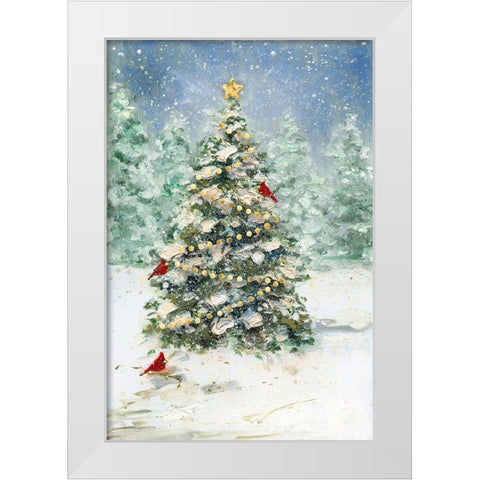 Cardinals and Christmas White Modern Wood Framed Art Print by Swatland, Sally