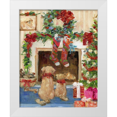 Santa Watch White Modern Wood Framed Art Print by Swatland, Sally