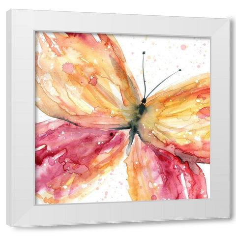 Butterfly Fling I White Modern Wood Framed Art Print by Robinson, Carol