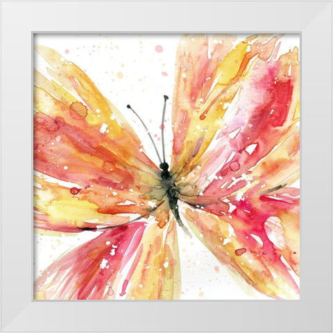 Butterfly Fling II White Modern Wood Framed Art Print by Robinson, Carol